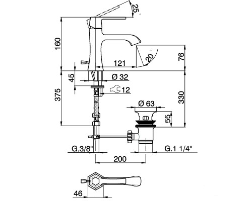 Смеситель для раковины Cisal Cherie CH0005146T Хром