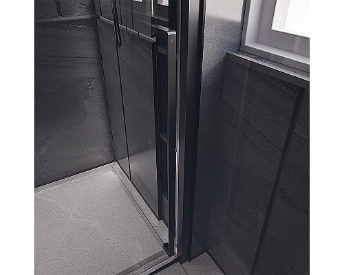 Душевая дверь Veconi Premium Trento PTD-30B 150 PTD30-B-150-01-C4 профиль Черный матовый стекло прозрачное