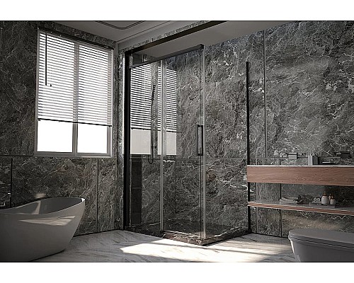 Душевая стенка Veconi Premium Trento SP-40B 100 SP40-B-100-01-C4 профиль Черный матовый стекло прозрачное