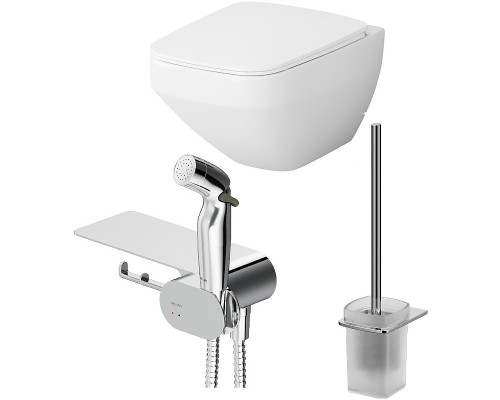 Унитаз AM.PM Inspire V2.0 FlashClean подвесной с гигиеническим душем и ершиком с сиденьем Микролифт