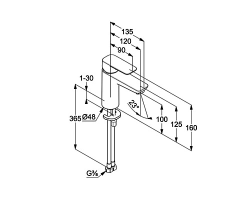 Смеситель для раковины Kludi Pure Style 402923975 Черный матовый