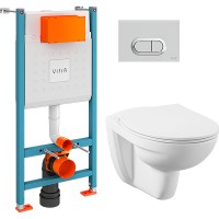 Комплект унитаза с инсталляцией Vitra Normus L-box с сиденьем Микролифт и клавишей смыва Хром глянцевый