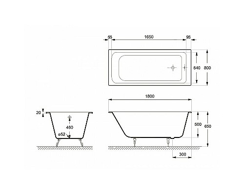 Чугунная ванна Delice Camelot 180x80 DLR230616R-AS с отверстиями под ручки с антискользящим покрытием Чугунная ванна Delice Camelot 180x80 DLR230616R-AS с отверстиями под ручки с антискользящим покрытием