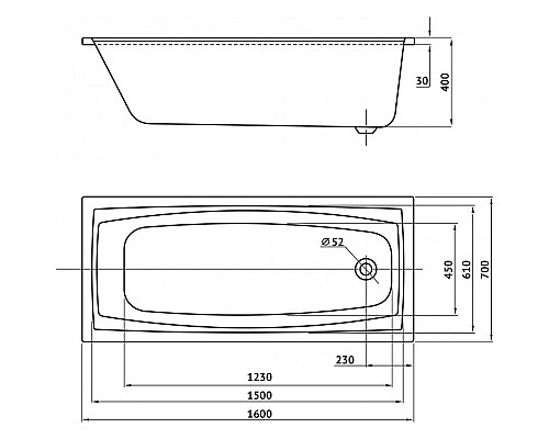 Акриловая ванна Berges Feya 160x70 050011 без гидромассажа
