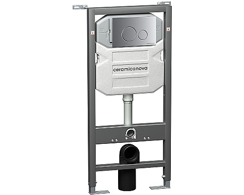 Комплект унитаза с инсталляцией Ceramicanova Metric CN3007_1001M_1000 с сиденьем Микролифт и клавишей смыва Хром матовый