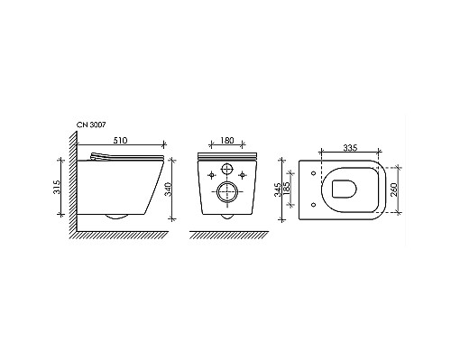 Комплект унитаза с инсталляцией Ceramicanova Metric CN3007_1001M_1000 с сиденьем Микролифт и клавишей смыва Хром матовый