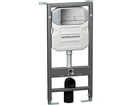 Комплект унитаза с инсталляцией Ceramicanova Forma CN3009_1002M_1000 с сиденьем Микролифт и клавишей смыва Хром матовый