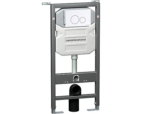 Комплект унитаза с инсталляцией Ceramicanova Balearica CN6000_1001W_1000 с сиденьем Микролифт и Белой клавишей смыва