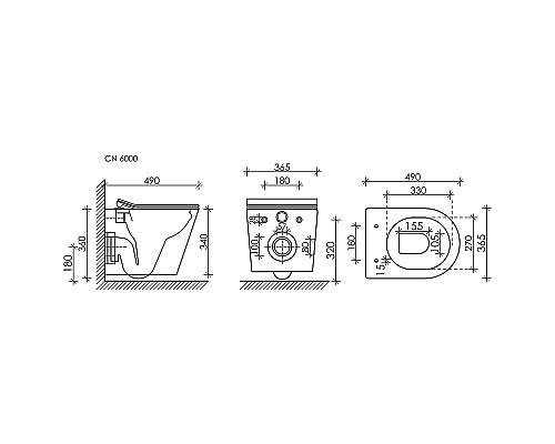 Комплект унитаза с инсталляцией Ceramicanova Balearica CN6000_1001W_1000 с сиденьем Микролифт и Белой клавишей смыва