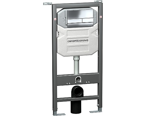 Комплект унитаза с инсталляцией Ceramicanova Balearica CN6000_1002CH_1000 с сиденьем Микролифт и клавишей смыва Хром глянцевый