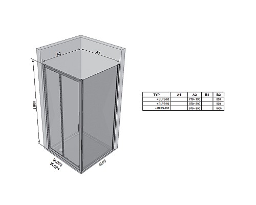Душевая стенка Ravak Blix BLPS-90 9BH70C00ZH профиль блестящий стекло Графит
