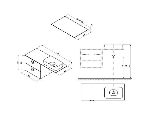 Столешница под раковину Ravak Comfort 120 X000001381 Белая