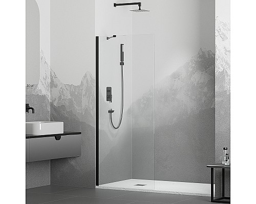 Душевая перегородка RGW Walk In WA-110B 100 351011010-14 профиль Черный стекло прозрачное