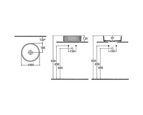 Раковина-чаша Allen Brau Fantasy Line 36 4.11032.31 Черная матовая