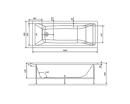 Каркас для ванны AM.PM Gem 150x70 W93A-150-070W-R Серый Каркас для ванны AM.PM Gem 150x70 W93A-150-070W-R Серый