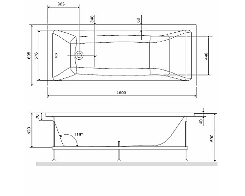 Каркас для ванны AM.PM Gem 160x70 W93A-160-070W-R Серый Каркас для ванны AM.PM Gem 160x70 W93A-160-070W-R Серый