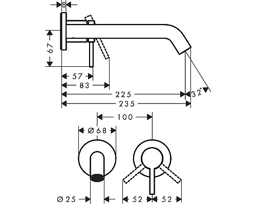 Смеситель для раковины Hansgrohe Tecturis S 73351000 Хром