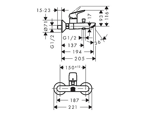 Смеситель для ванны Hansgrohe Logis 71400670 Черный матовый