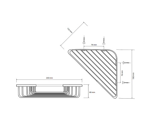 Полка корзина Bemeta Brilo 161208340 угловая Золото