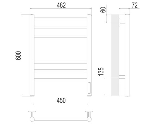 Электрический полотенцесушитель Terminus Аврора П6 450х600 КС 9003 4670078527462 Белый матовый