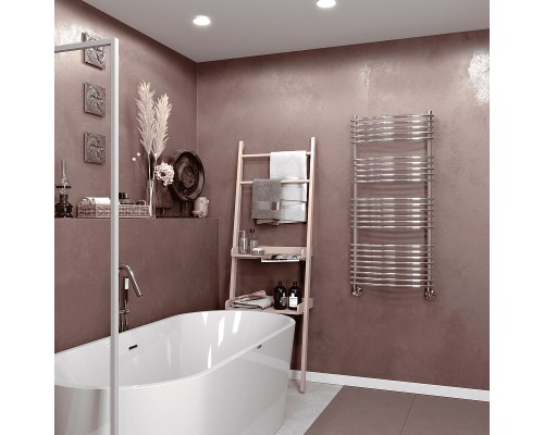 Водяной полотенцесушитель Terminus Марио П16 500х800 4670078530738 Хром, нижнее подключение, G 1/2" ВР, с комплектом вентилей