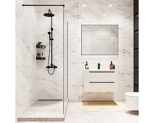 Душевая перегородка Reflection Walk in 100 RX200100CBL-13 профиль Черный матовый стекло прозрачное