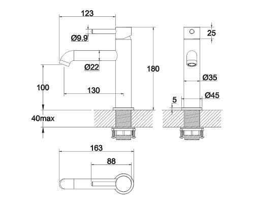 Смеситель для раковины Whitecross Y black Y1211BL Черный матовый