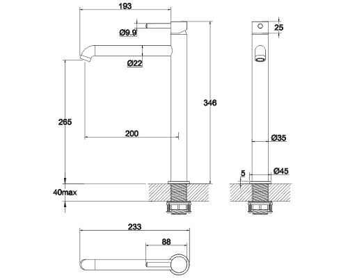 Смеситель для раковины Whitecross Y black Y1213BL Черный матовый