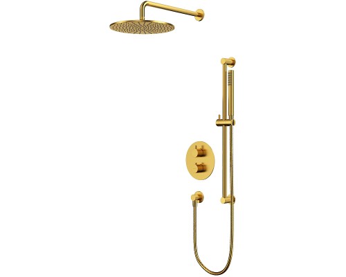 Душевая система Whitecross Y brushed gold YSET09GLB с термостатом Брашированное золото
