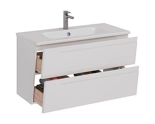 Тумба под раковину Lemark Miano 100 LM06M100T подвесная Белый глянец