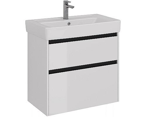 Тумба под раковину Lemark Combi 80 LM03C80T-black подвесная Белый глянец