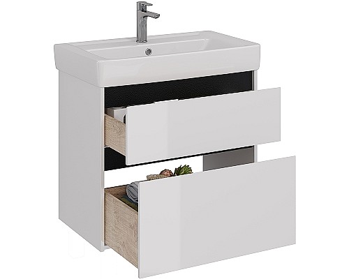 Тумба под раковину Lemark Combi 80 LM03C80T-black подвесная Белый глянец