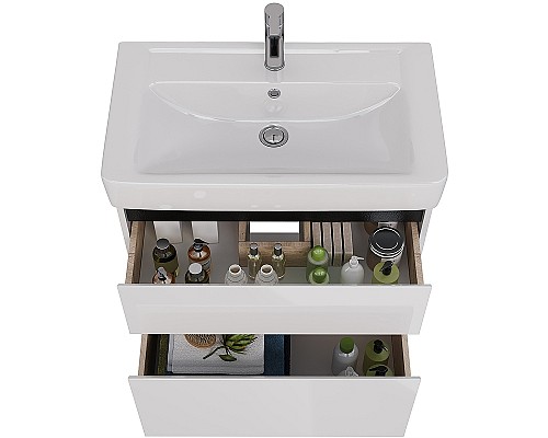 Тумба под раковину Lemark Combi 80 LM03C80T-black подвесная Белый глянец