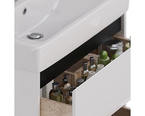Тумба под раковину Lemark Combi 80 LM03C80T-black подвесная Белый глянец