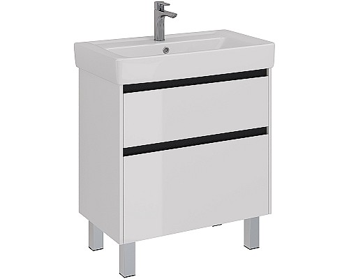 Тумба под раковину Lemark Combi 80 LM03C80T-black подвесная Белый глянец