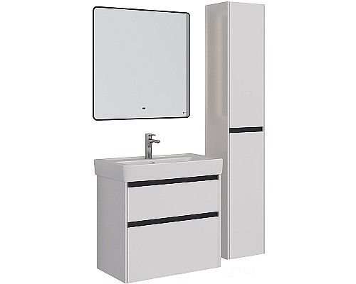 Тумба под раковину Lemark Combi 80 LM03C80T-black подвесная Белый глянец