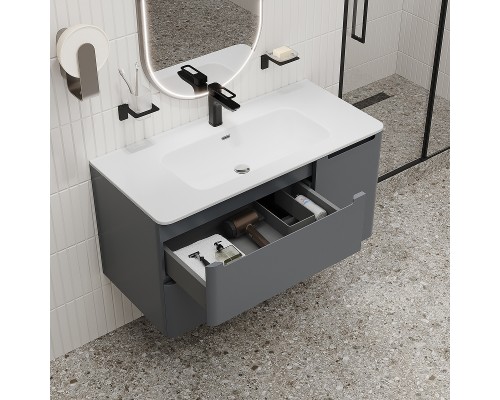 Тумба с раковиной Iddis Edifice 100 EDI10D0i95K подвесная Темно-серая