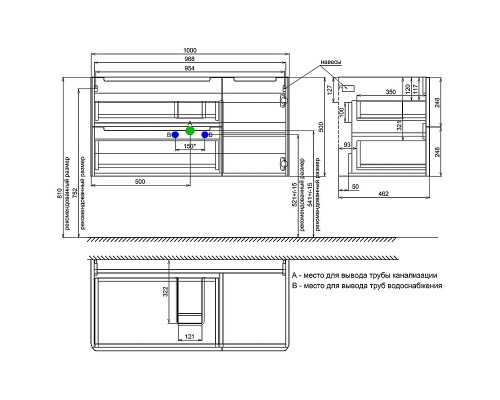 Тумба с раковиной Iddis Edifice 100 EDI10D0i95K подвесная Темно-серая