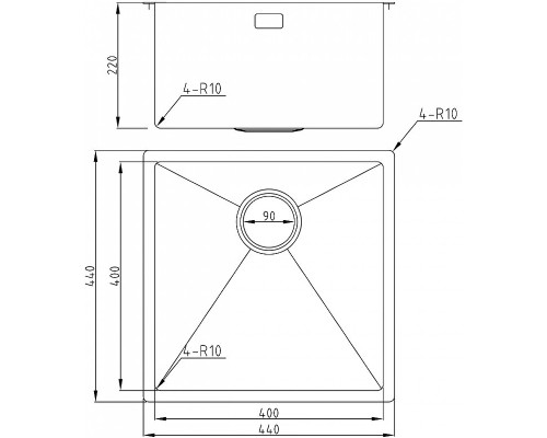 Кухонная мойка Milacio Denia 44 MC.77430 Нержавеющая сталь