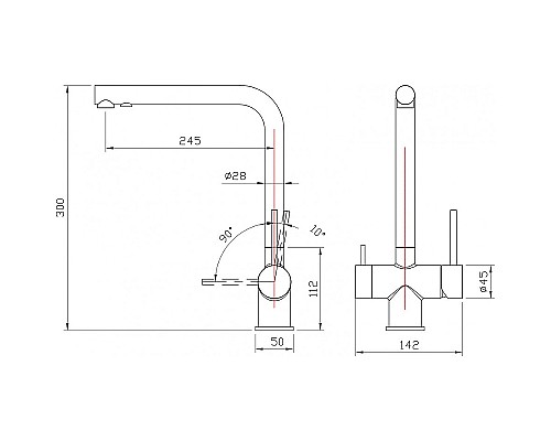 Смеситель для кухни Milacio Ultra MCU.558.GM Вороненая сталь