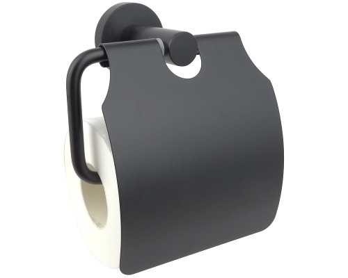 Держатель туалетной бумаги Aquatek AQ4009MB с крышкой Черный матовый
