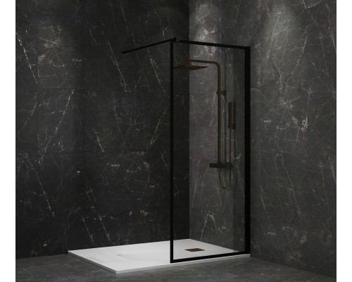 Душевая перегородка Paini 110 PAINI-WalkIN110F профиль Черный матовый стекло прозрачное