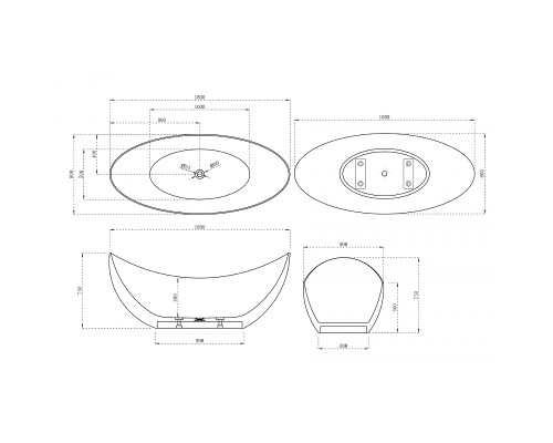 Ванна из искусственного камня Abber Stein 180x80 AS9633 без гидромассажа