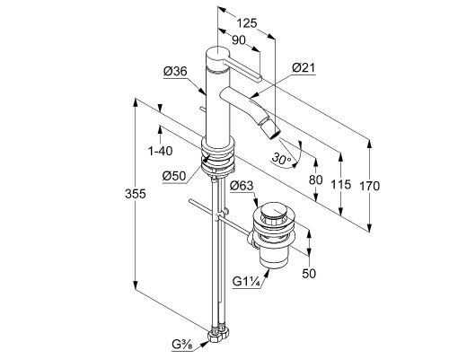 Смеситель для биде Kludi Nova Fonte Pura 202160515 Хром