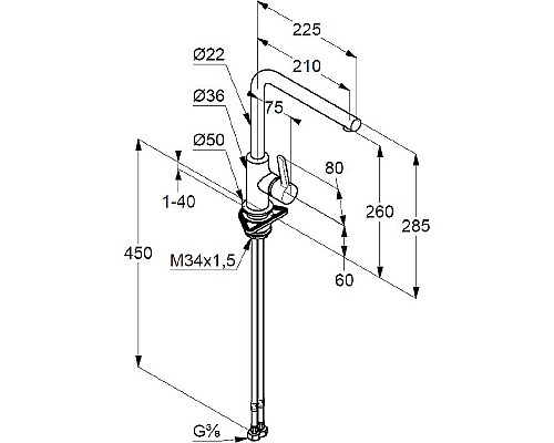 Смеситель для кухни Kludi L-ine S 408033975 Черный матовый