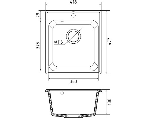 Кухонная мойка GranFest Quarz GF-Z17 Темно-серая