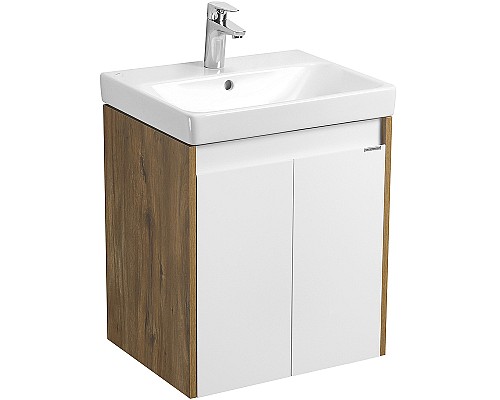 Тумба под раковину Aquaton Сканди Doors 55 1A278801SDZ90 Белый глянец, Дуб рустикальный