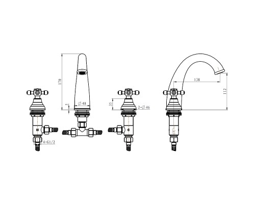 Смеситель для раковины Boheme Crystal 277-CRST/2 Хром