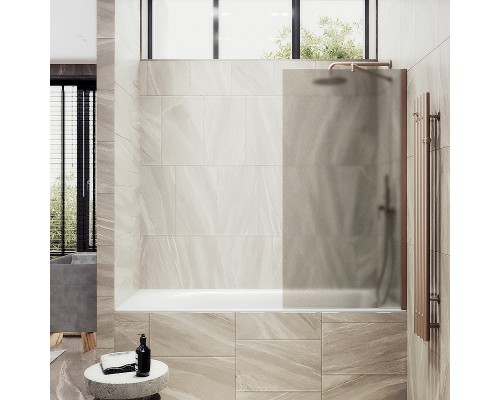 Шторка на ванну Maybah Glass MGV-74-2ш 600x1400 в широком профиле Бронза стекло бронзовое матовое
