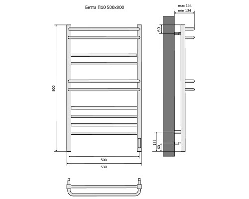 Электрический полотенцесушитель Aquatek Бетта П10 500x900 AQ EL KRC1090CH Хром